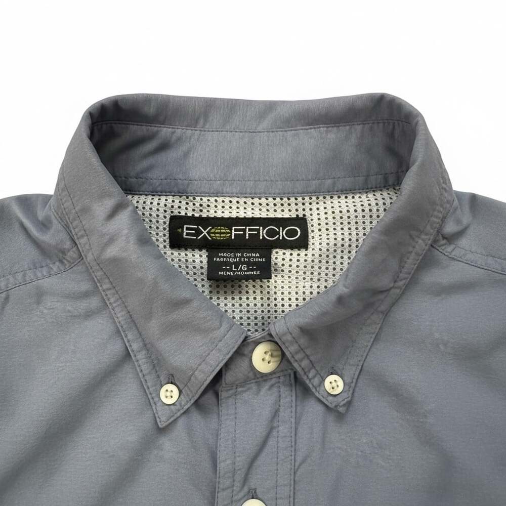 ExOfficio Men's L Slate Blue Long Sleeve Travel Fishing Shirt Vented Back Nylon - Picture 7 of 14